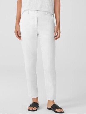 NEW Eileen Fisher White Organic Cotton Hemp Blend Tapered Ankle Pants Womens 8P